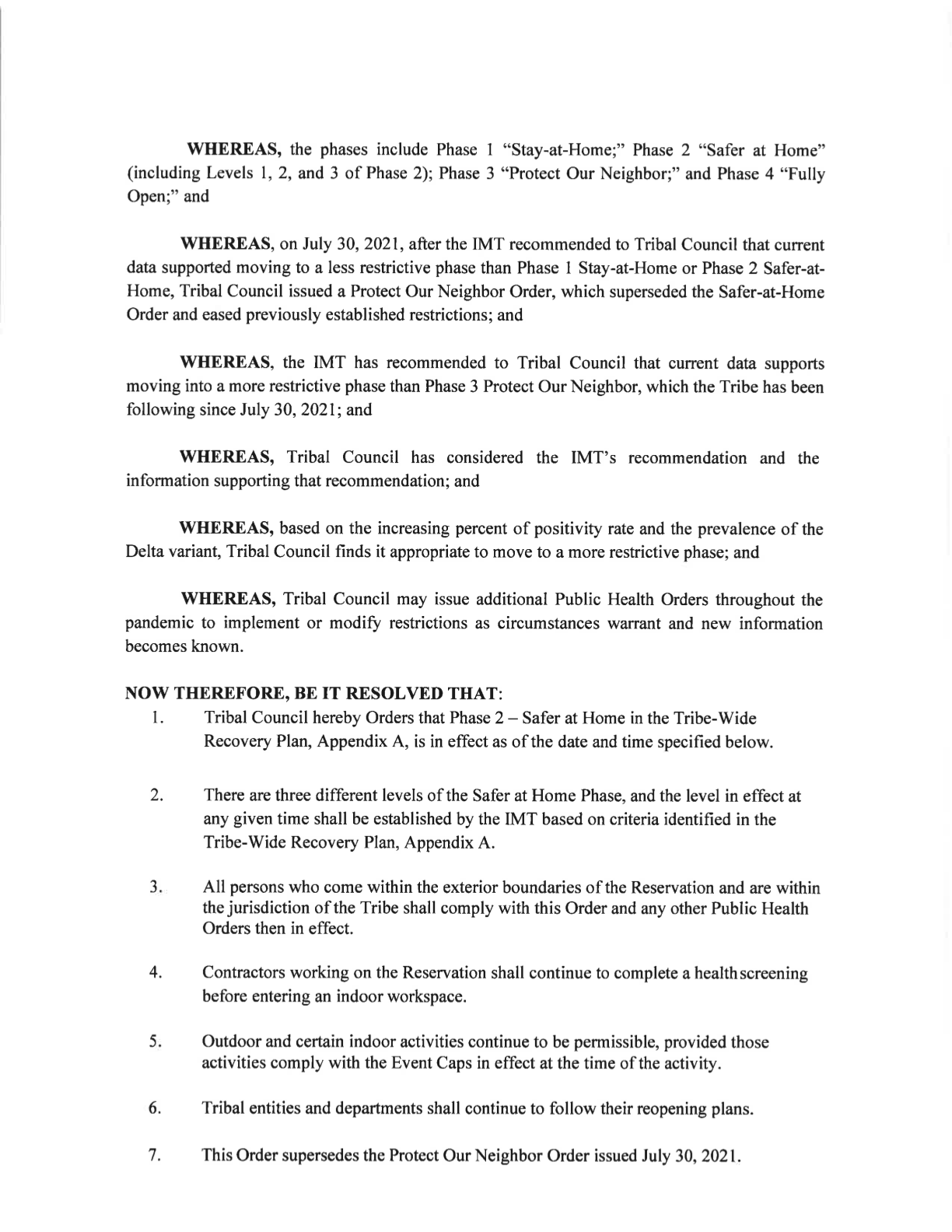 20210825 – Amended Public Health Order pg. 2 – Southern Ute Indian Tribe