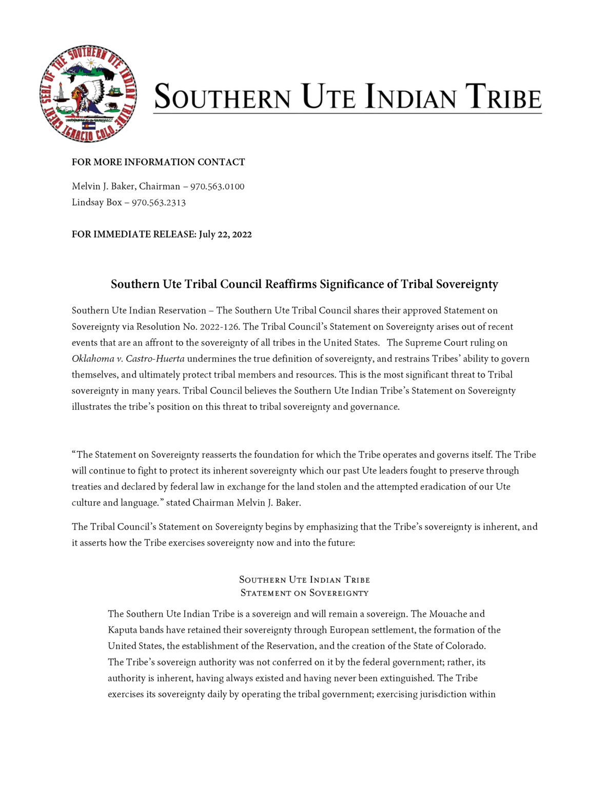 News Southern Ute Indian Tribe