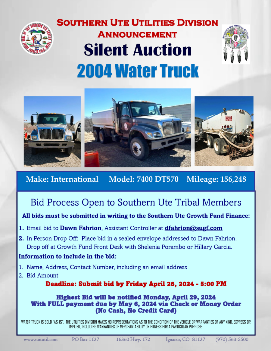 Southern Ute Growth Fund Announces Silent Auction & Free Distribution ...